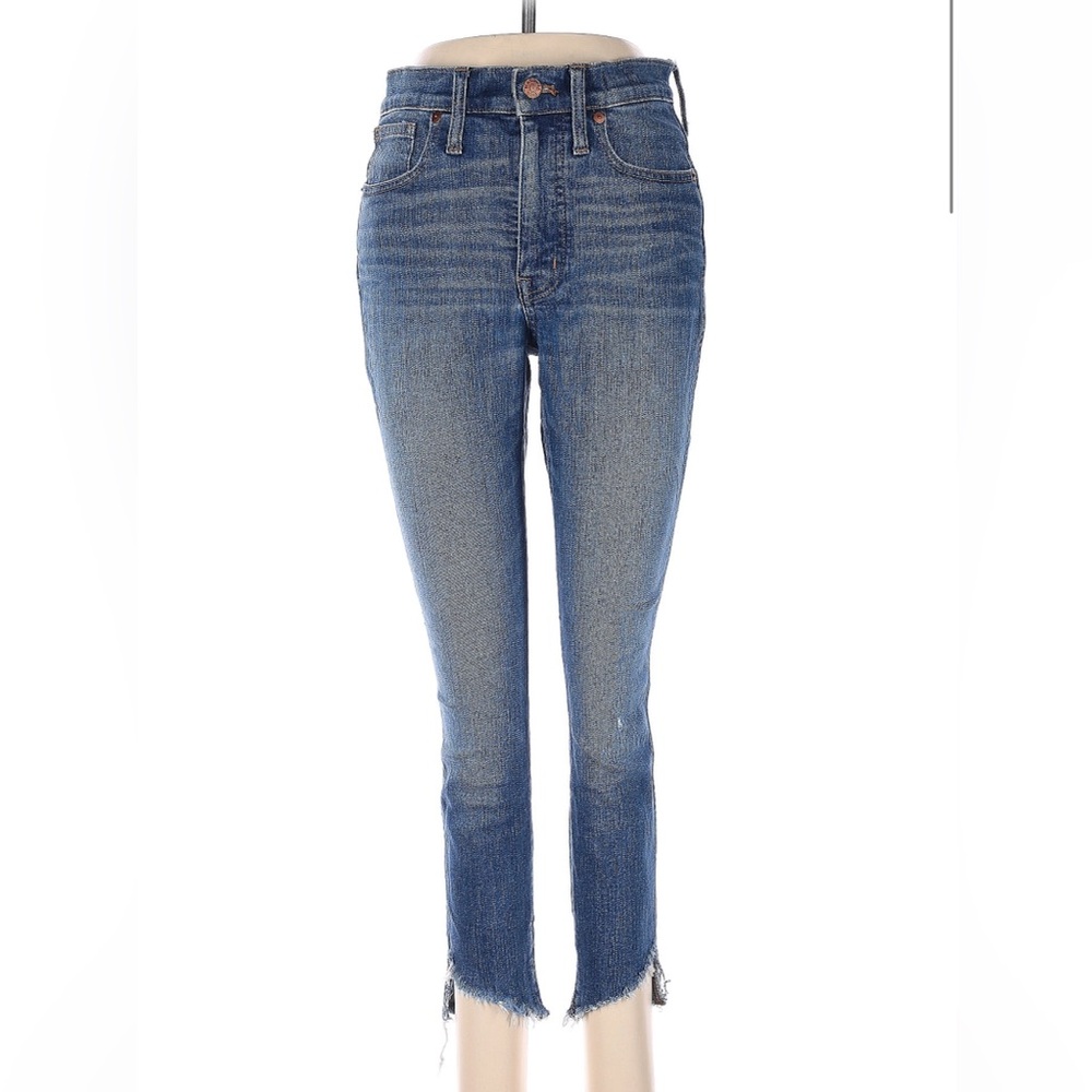 Madewell Stylish 10” High Rise Skinny Tulip Raw Hem Ankle  Jeans